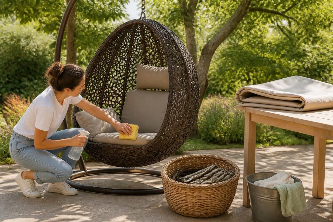 découvrez nos conseils pratiques pour entretenir votre fauteuil suspendu en résine tressée : nettoyage efficace, entretien des cordes et astuces pour l'hivernage afin de prolonger sa durée de vie.